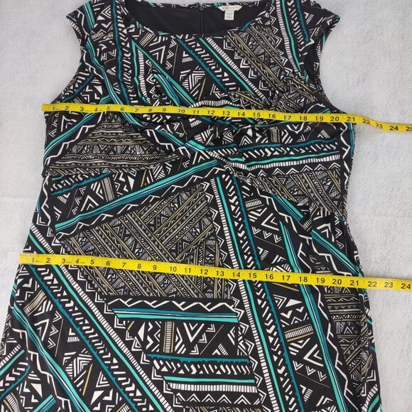 Cato Geometric Tribal Print Cap Sleeve Draped Midi Dress Size Plus Size 18/20W - Picture 8 of 12